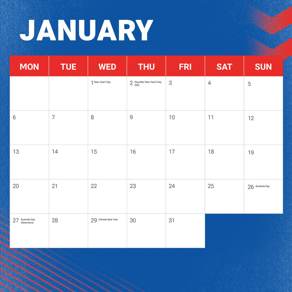 NRL Newcastle Knights Calendar 2025 January