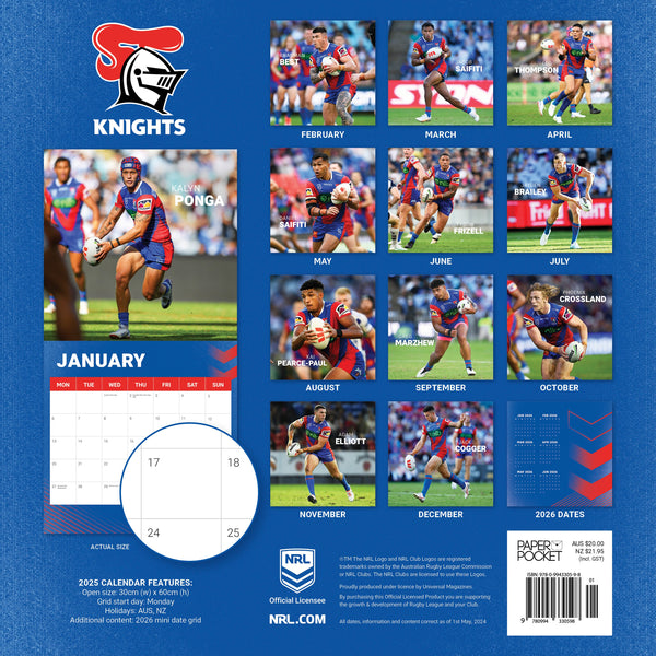 NRL Newcastle Knights Calendar 2025 Monthly Overview