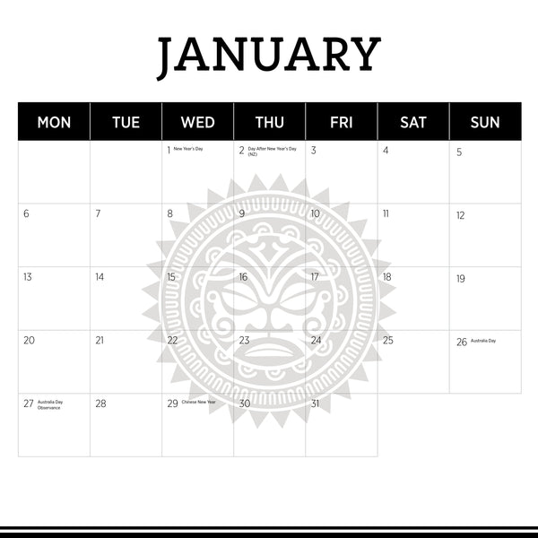New Zealand Calendar 2025 January