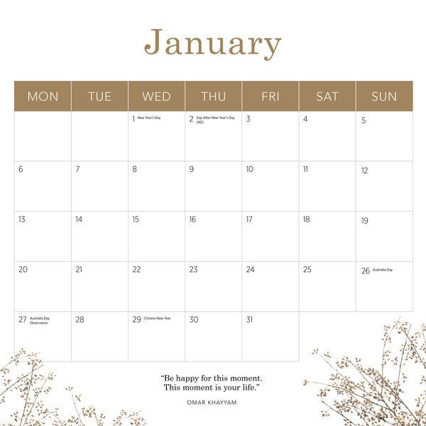 Our Aust. Country Collections Calendar 2025 January