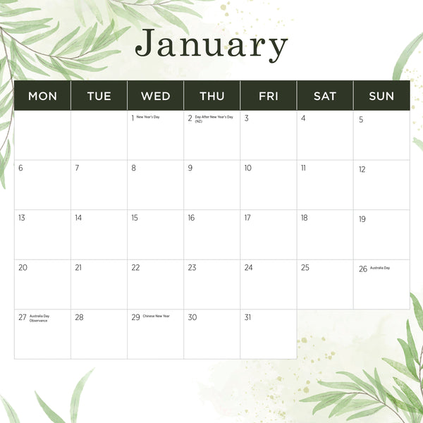 Our Aust. Flowers Calendar 2025 January