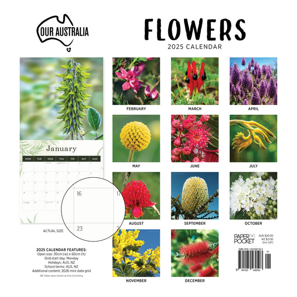 Our Aust. Flowers Calendar 2025 Monthly Overview