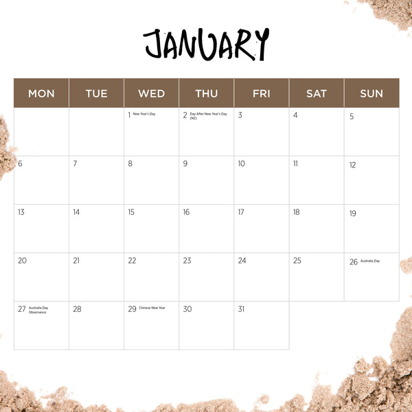 Our Aust. Iconic Beaches Calendar 2025 January