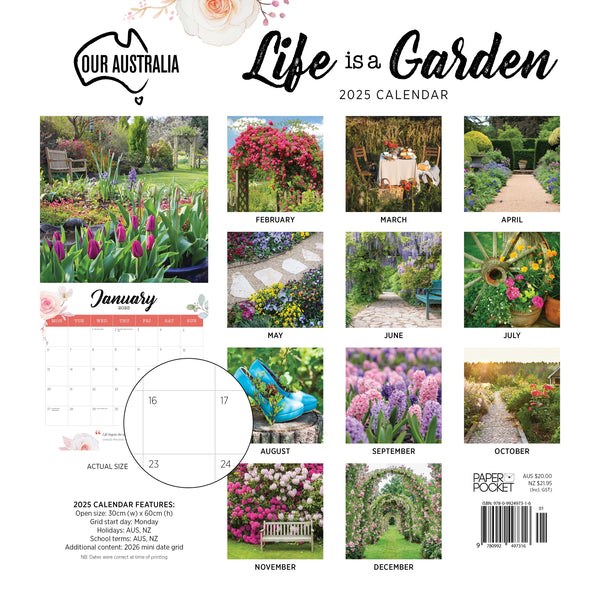 Our Aust. Life is a Garden Calendar 2025 Monthly Overview