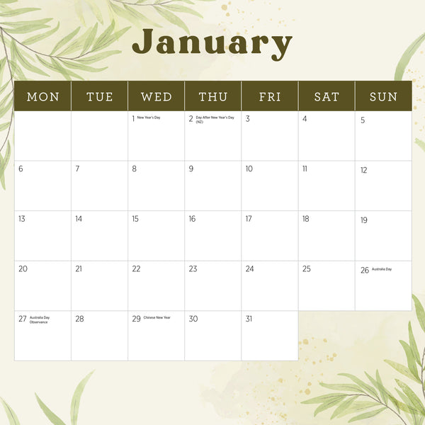 Our Aust. National Parks Calendar 2025 January