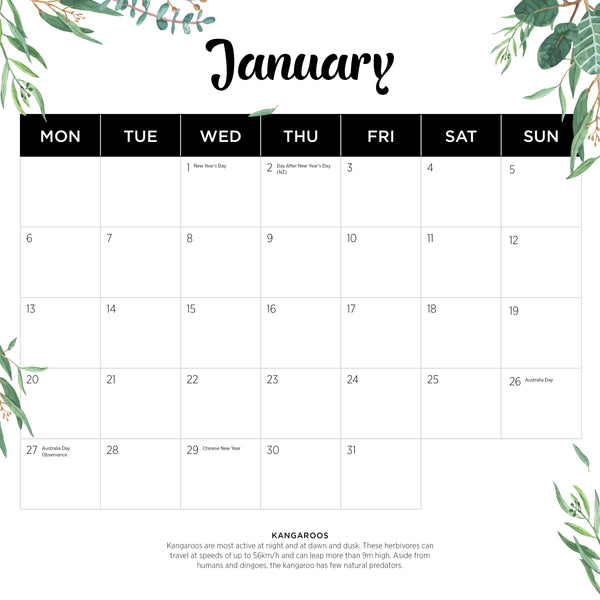 Our Aust. Native Animals Calendar 2025 January