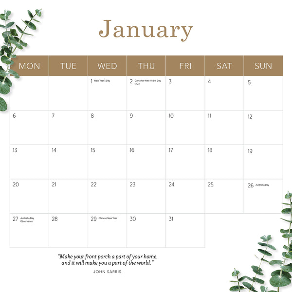 Our Aust. Out on the Verandah Calendar 2025 January