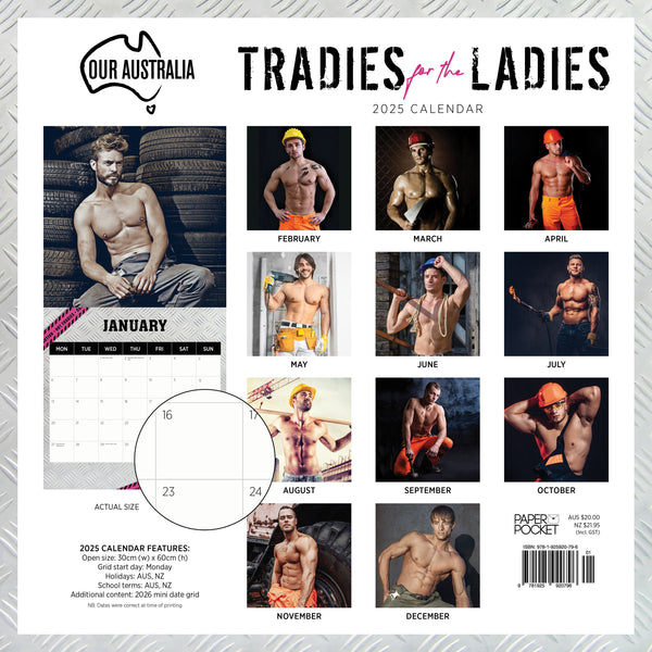 Our Aust. Tradies for the Ladies Calendar 2025 Monthly Overview