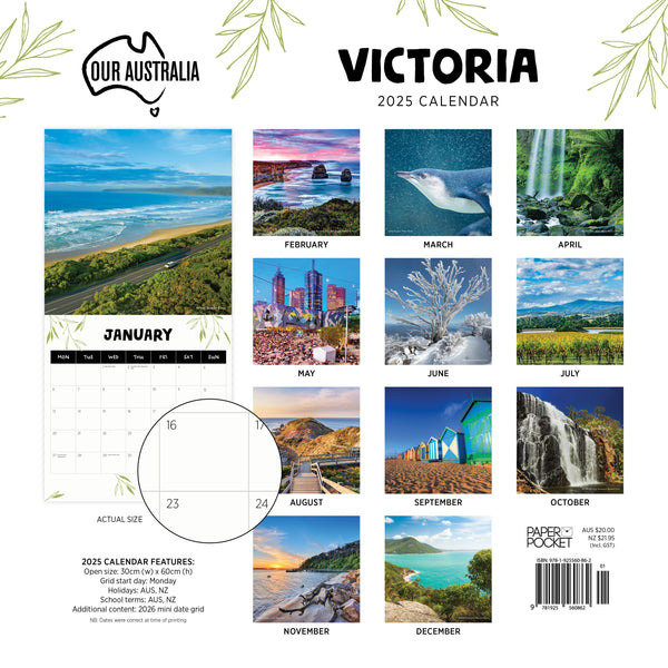 Our Aust. Victoria Calendar 2025 Monthly Overview