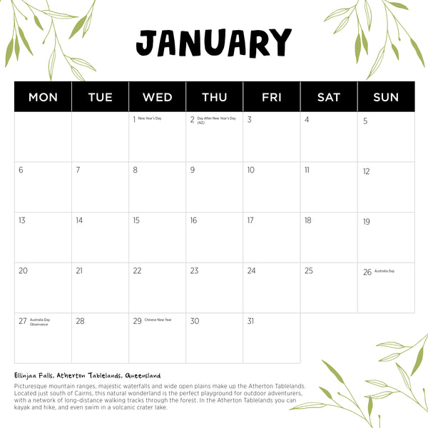 Our Australia Calendar 2025 January