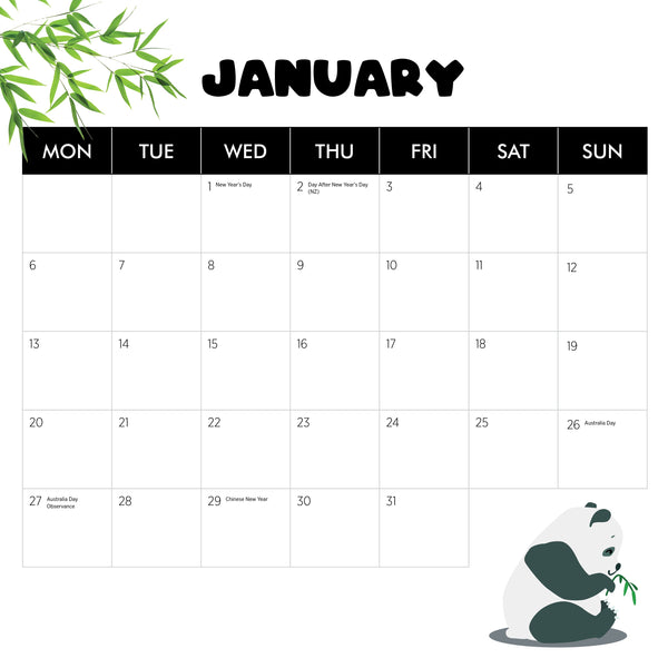 Pandas Calendar 2025 January