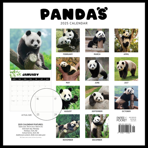 Pandas Calendar 2025 Monthly Overview