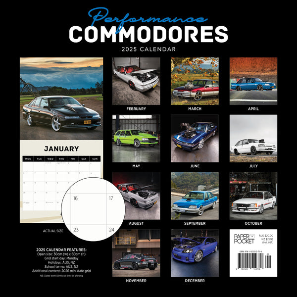 Performance Commodores Calendar 2025 Monthly Overview