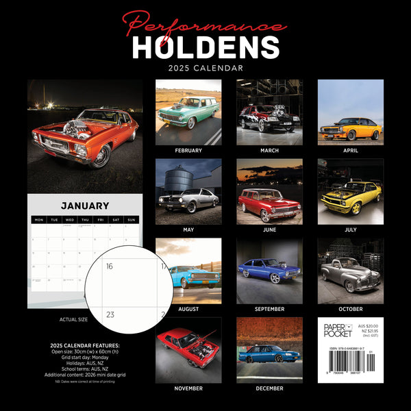 Performance Holdens Calendar 2025 Monthly Overview