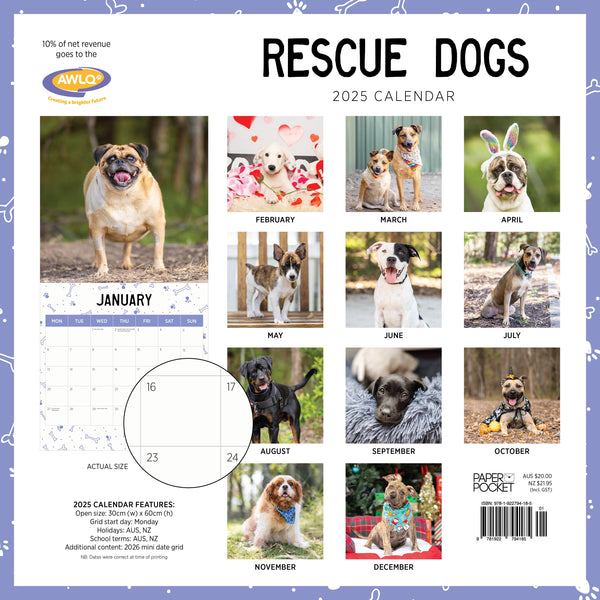 Rescue Dogs Calendar 2025 Monthly Overview