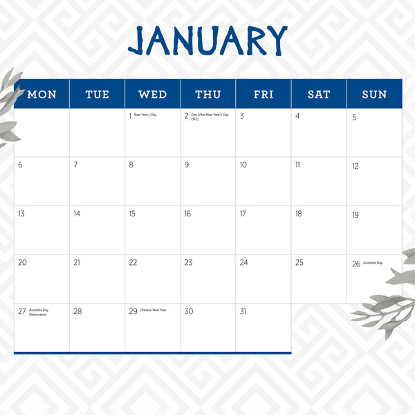 Romantic Greece Calendar 2025 January