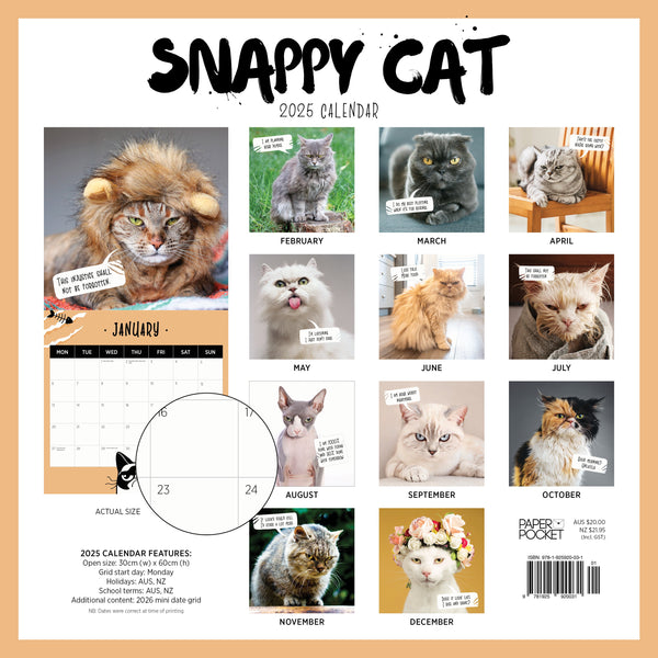 Snappy Cat Calendar 2025 Monthly Overview