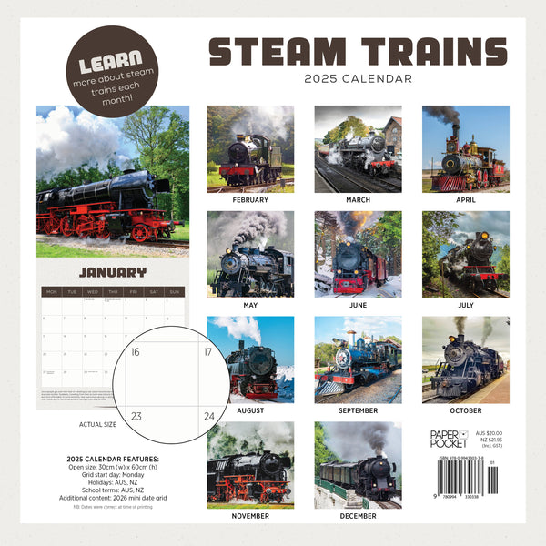 Steam Trains Calendar 2025 Monthly Overview