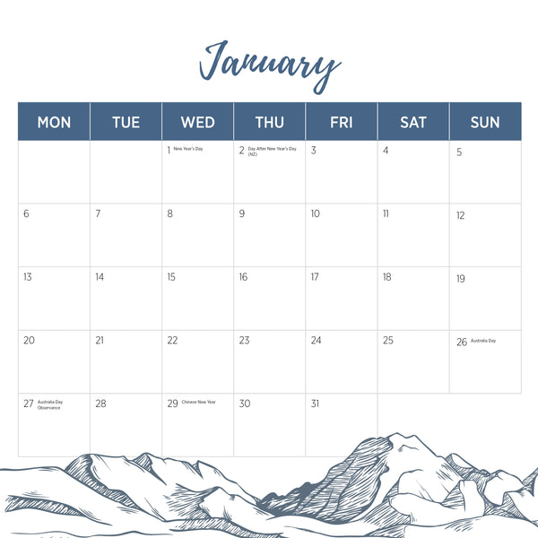 The Alps Calendar 2025 January