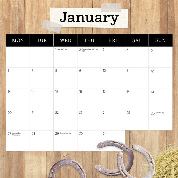 The Love of a Horse Calendar 2025 January