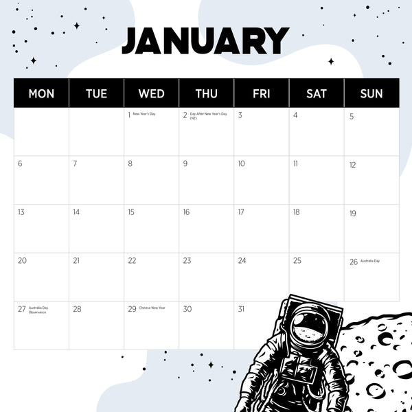 The Milky Way Calendar 2025 January