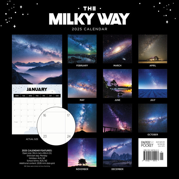 The Milky Way Calendar 2025 Monthly Overview