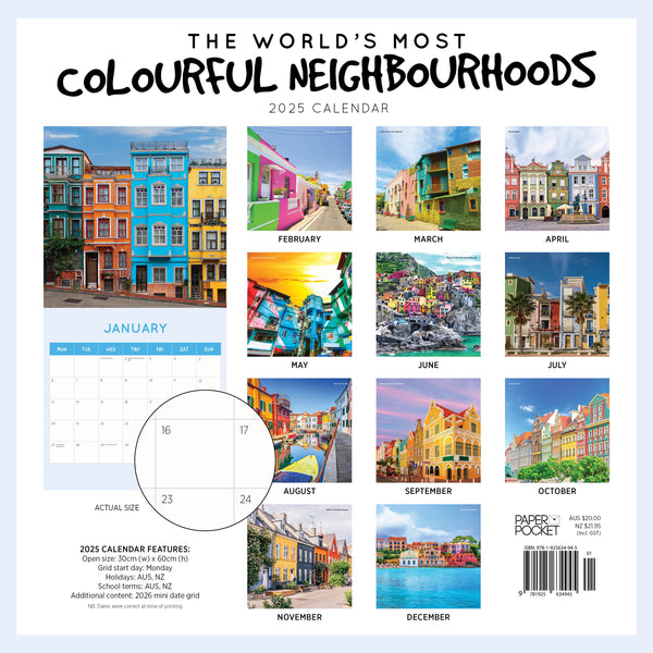 The World's Most Colourful Neighborhoods 2025 Calendar Monthly Overview