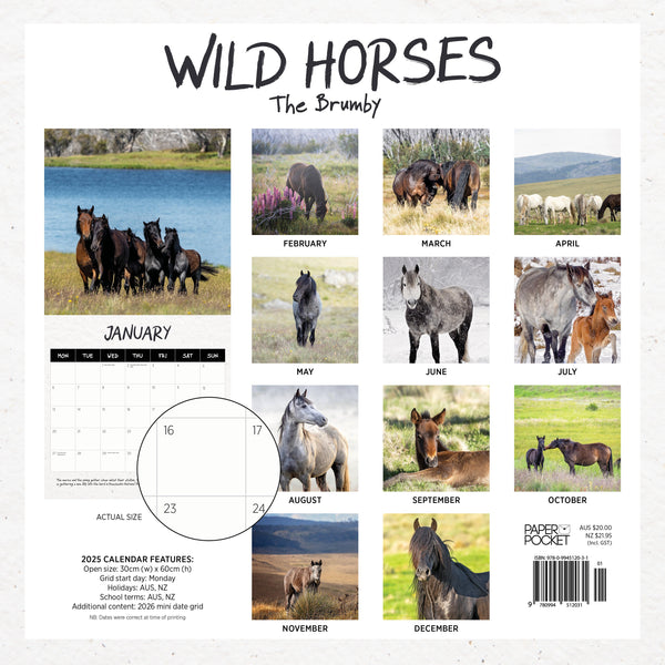 Wild Horses Calendar 2025 Monthly Overview