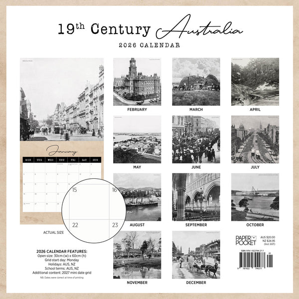 19Th Century Australia 2026 Calendar Monthly Overview