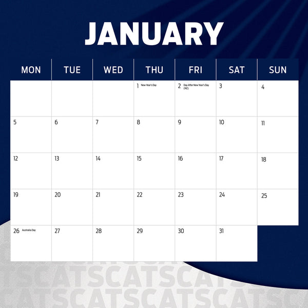 Afl Geelong Cats 2026 Calendar January