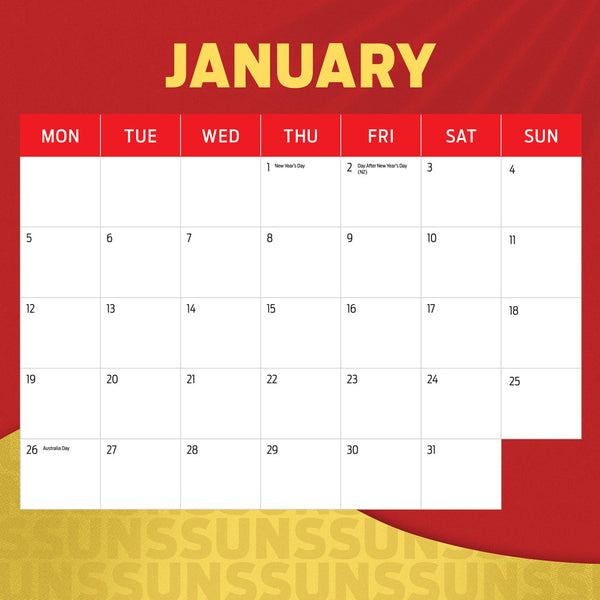 Afl Gold Coast Suns 2026 Calendar January