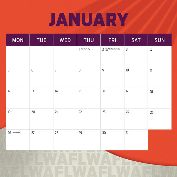 Afl Womens 2026 Calendar January