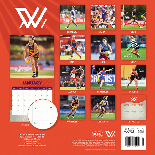 Afl Womens 2026 Calendar Monthly Overview
