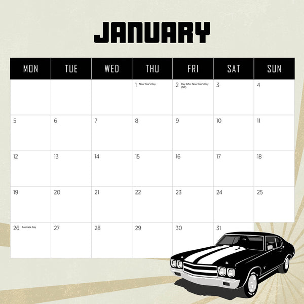 Australian Muscle Cars 2026 Calendar January