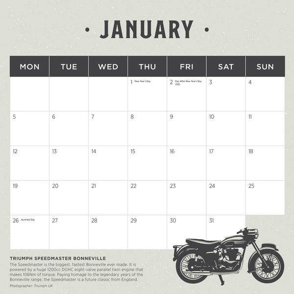 Best Of British Motorcycles 2026 Calendar January