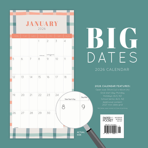 Big Dates Easy To See 2026 Calendar Monthly Overview