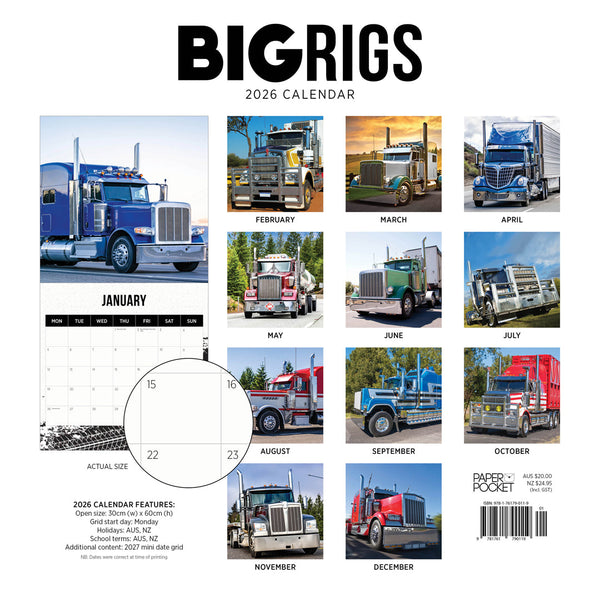Big Rigs 2026 Calendar Monthly Overview