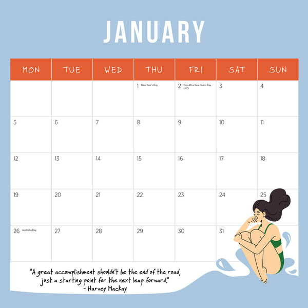Cliff Diving 2026 Calendar January