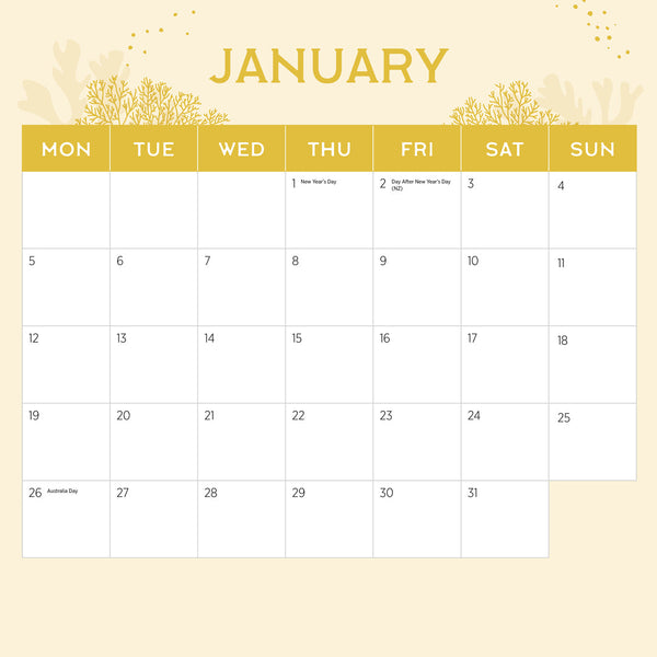 Colourful Ocean Animals 2026 Calendar January