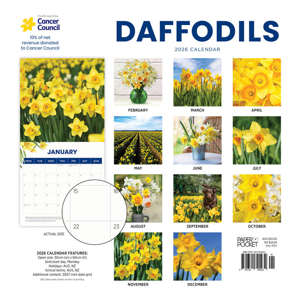 Daffodils Cancer Council 2026 Calendar Monthly Overview