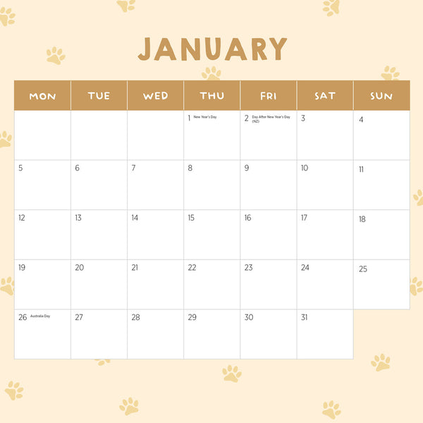 Doggy Shenanigans 2026 Calendar January