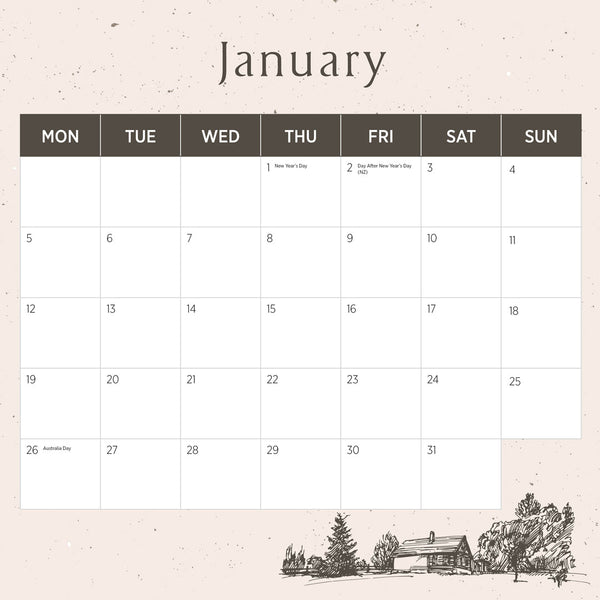 English Countryside 2026 Calendar January