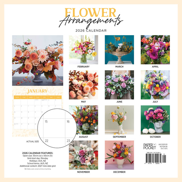 Flower Arrangements 2026 Calendar Back Cover