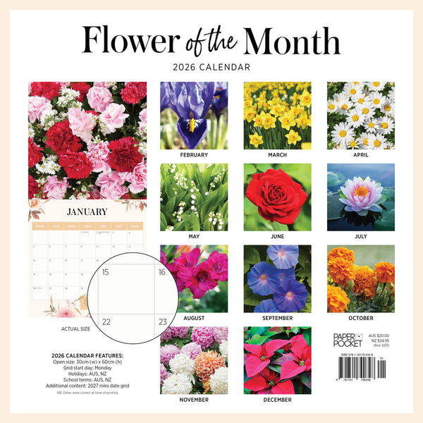 Flower Of The Month 2026 Calendar Monthly Overview