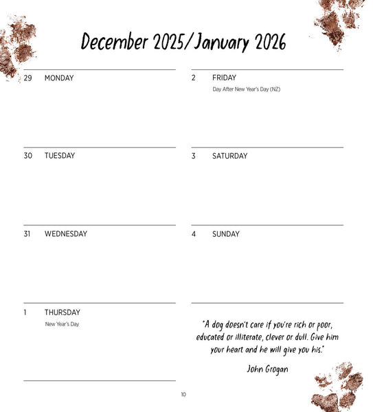 Dogs Life 2026 Diary Internal Image