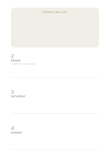 Wellbeing Calm 2026 Diary January