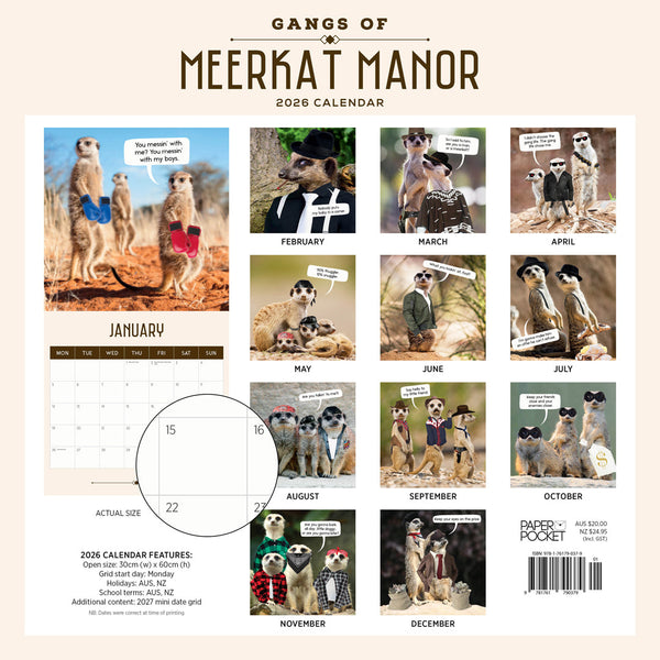 Gangs Of Meerkat Manor 2026 Calendar Monthly Overview