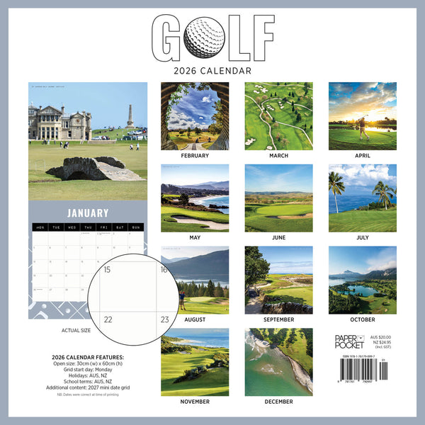 Golf 2026 Calendar Back Cover