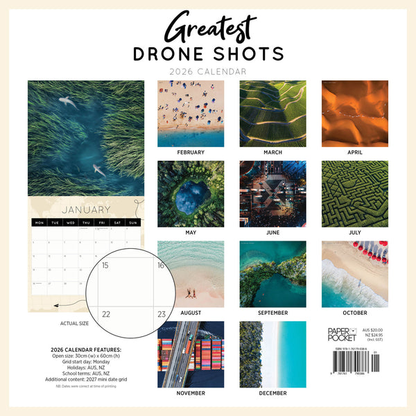 Greatest Drone Shots 2026 Calendar Monthly Overview