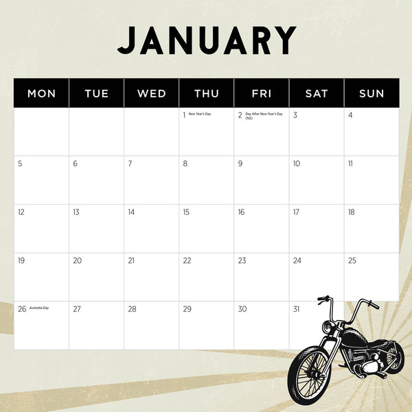 Harley Davidson 2026 Calendar January